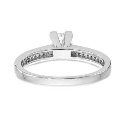 14K White Gold Diamond Peg Set CZ Engagement Ring