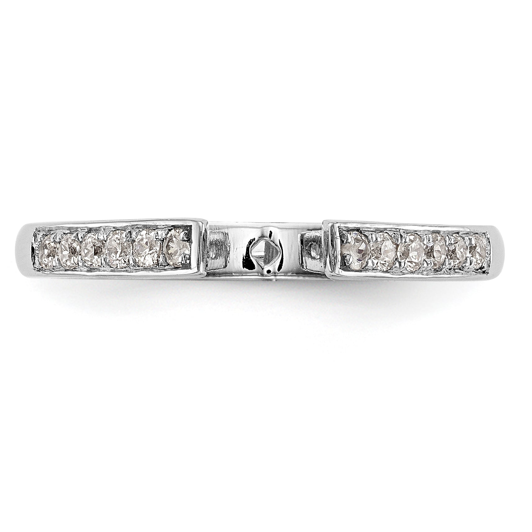14K White Gold Diamond Peg Set CZ Engagement Ring