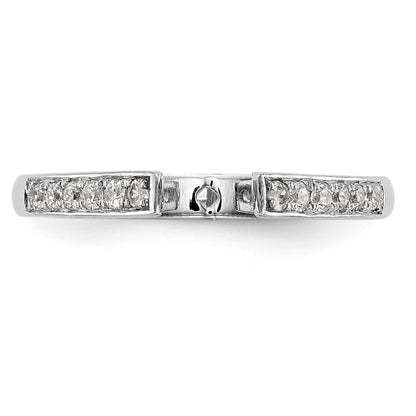 14K White Gold Diamond Peg Set CZ Engagement Ring