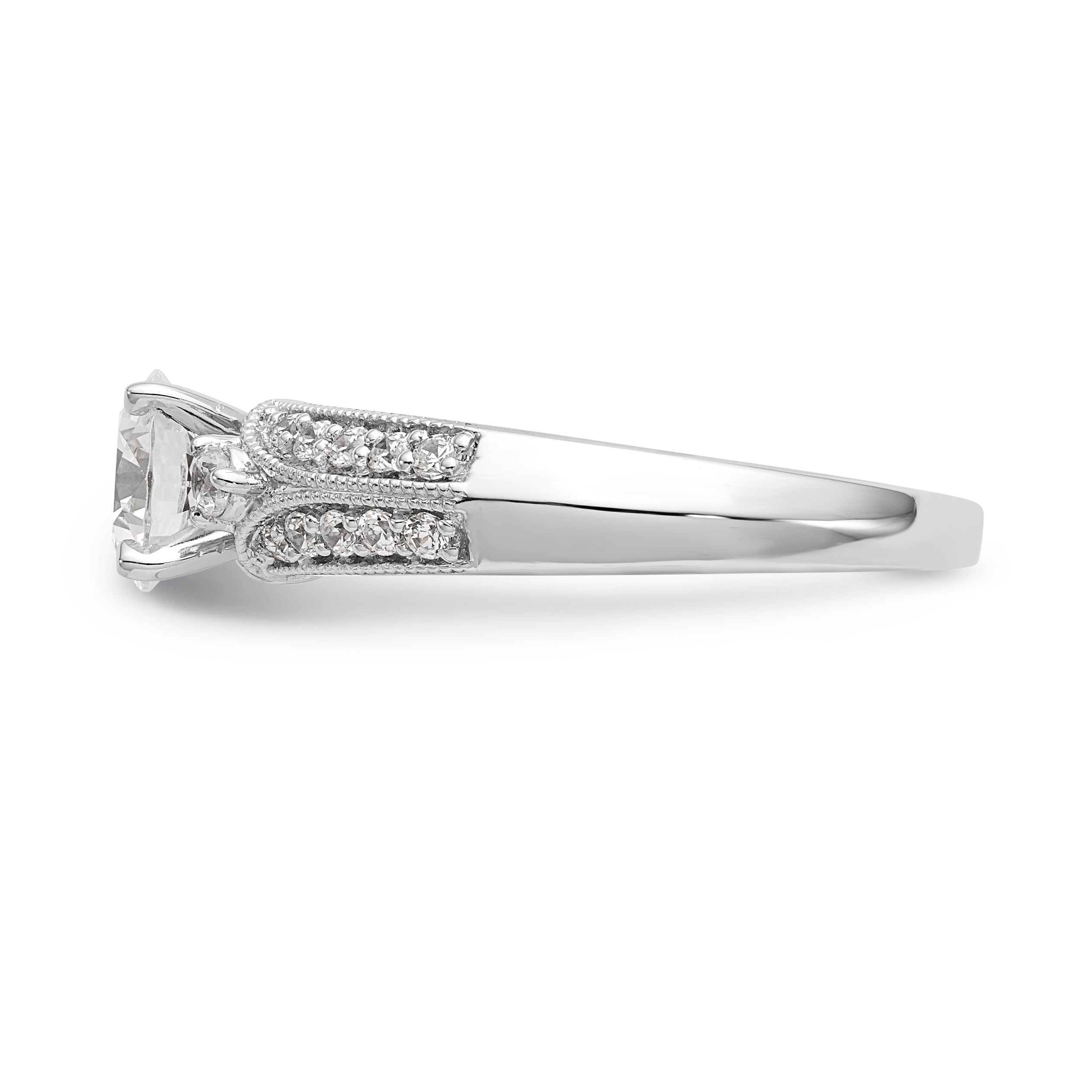 14K White Gold Diamond Peg Set Engagement Ring