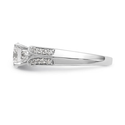 14K White Gold Diamond Peg Set Engagement Ring