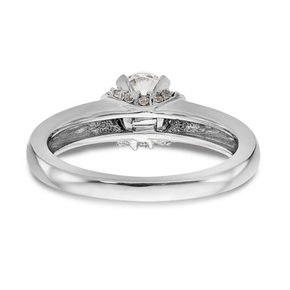14K White Gold Diamond Peg Set CZ Engagement Ring