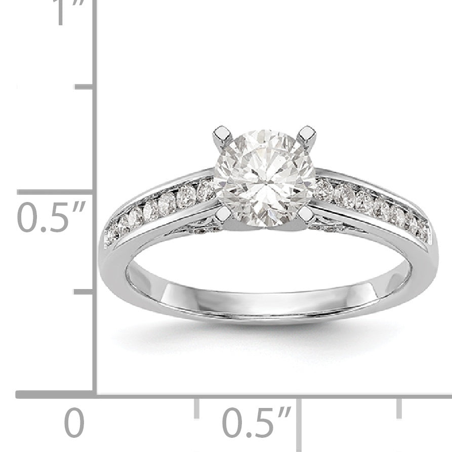 14K White Gold Diamond Peg Set Engagement Ring
