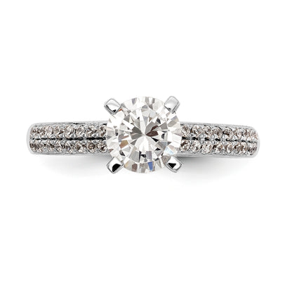 14K White Gold Diamond Peg Set Engagement Ring