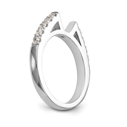 14K White Gold Diamond Peg Set CZ Engagement Ring
