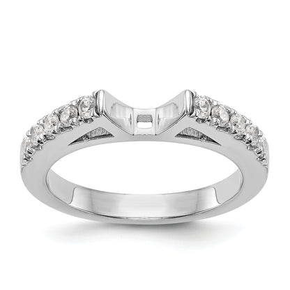 14K White Gold Diamond Peg Set CZ Engagement Ring