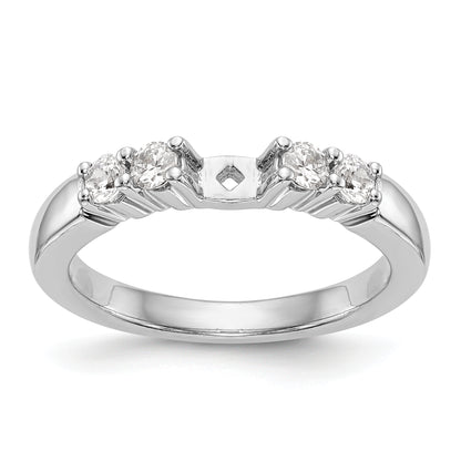 14K White Gold Diamond Peg Set CZ Engagement Ring