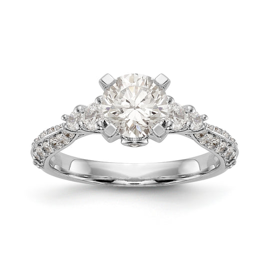 14K White Gold Diamond Peg Set Engagement Ring