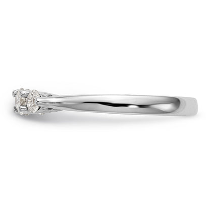 14K White Gold Diamond Peg Set CZ Engagement Ring