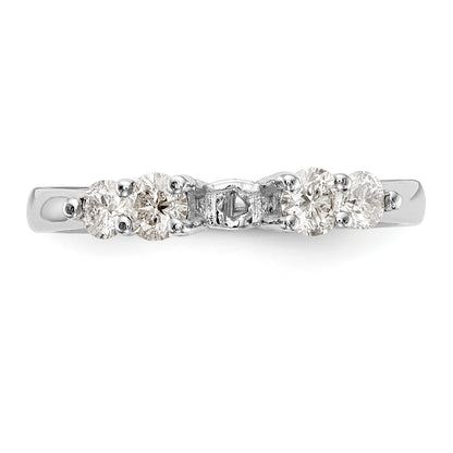 14K White Gold Diamond Peg Set CZ Engagement Ring