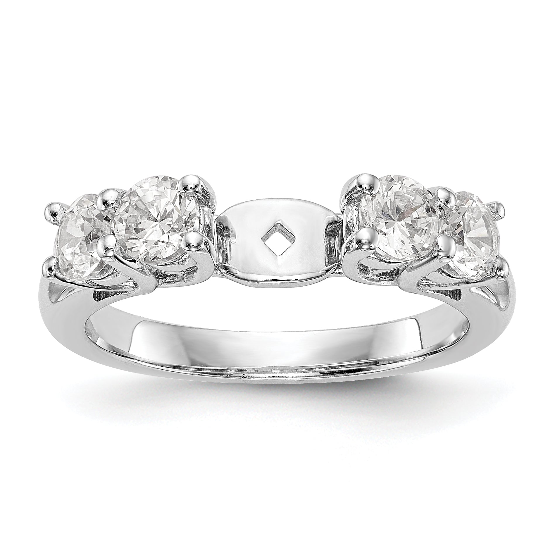 14K White Gold Diamond Peg Set Engagement Ring