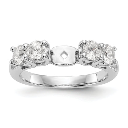 14K White Gold Diamond Peg Set Engagement Ring