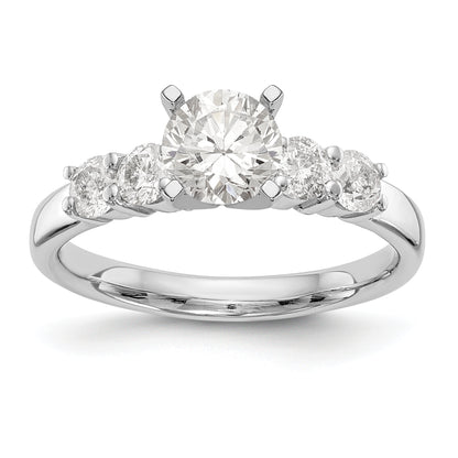 14K White Gold Diamond Peg Set CZ Engagement Ring