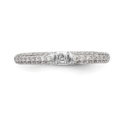 14K White Gold Diamond Peg Set CZ Engagement Ring