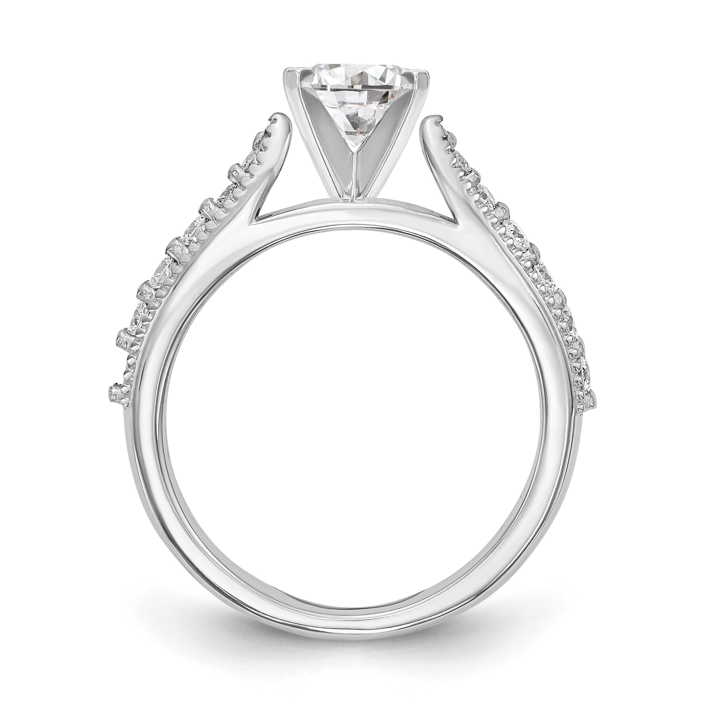 14K White Gold Diamond Peg Set Engagement Ring
