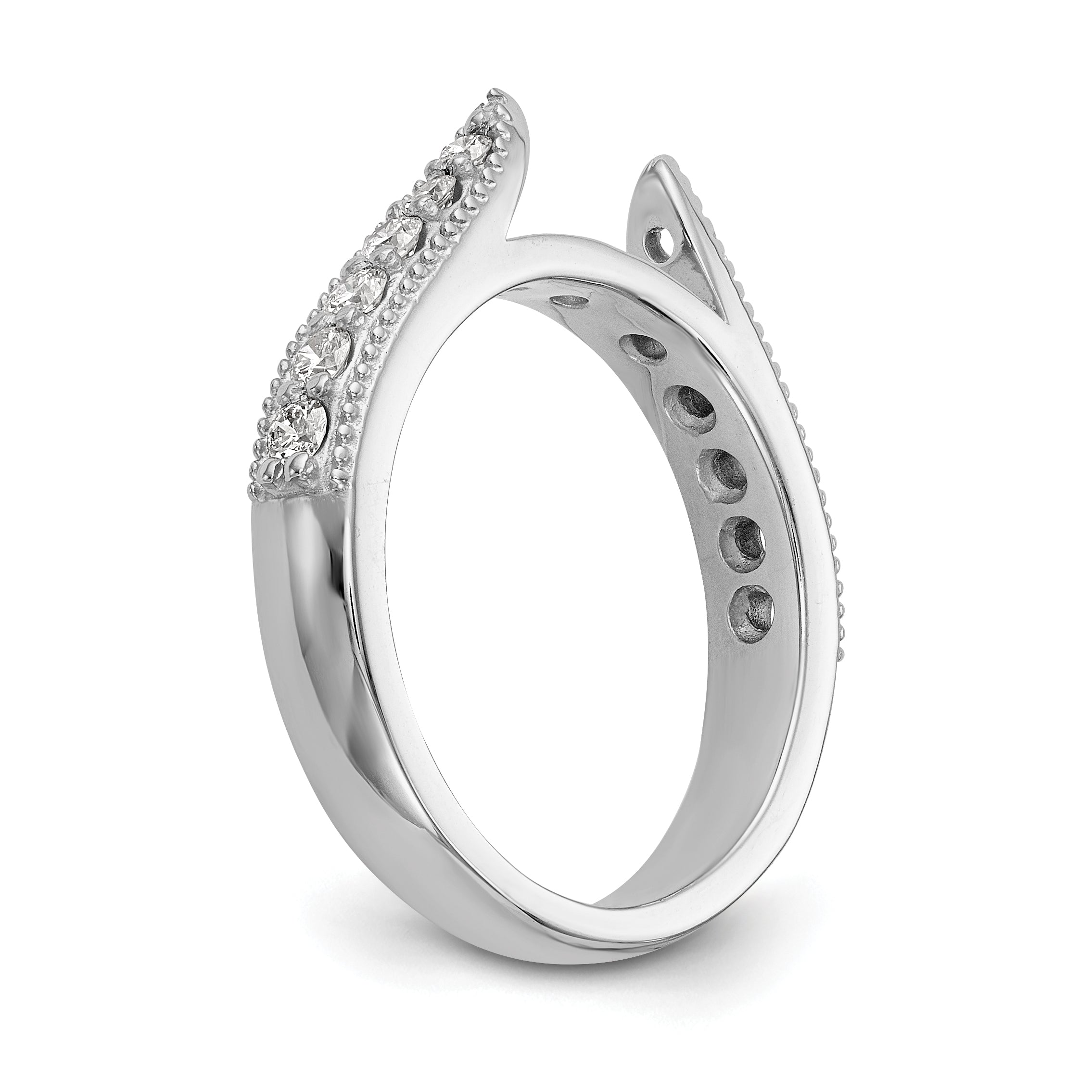 14K White Gold Diamond Peg Set Engagement Ring