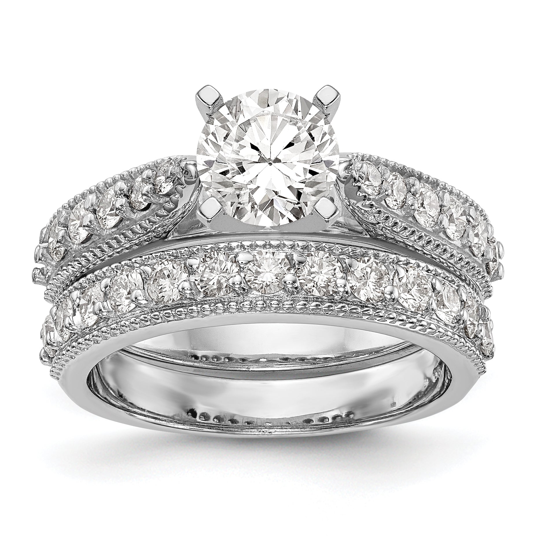 14K White Gold Diamond Peg Set Engagement Ring