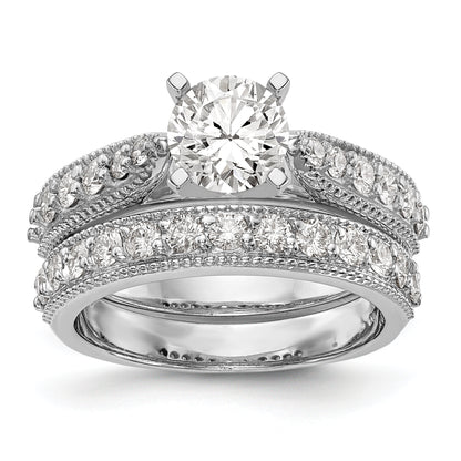 14K White Gold Diamond Peg Set Engagement Ring