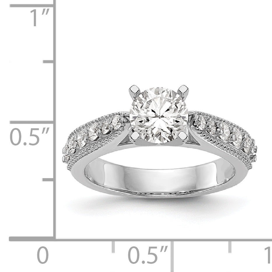14K White Gold Diamond Peg Set Engagement Ring