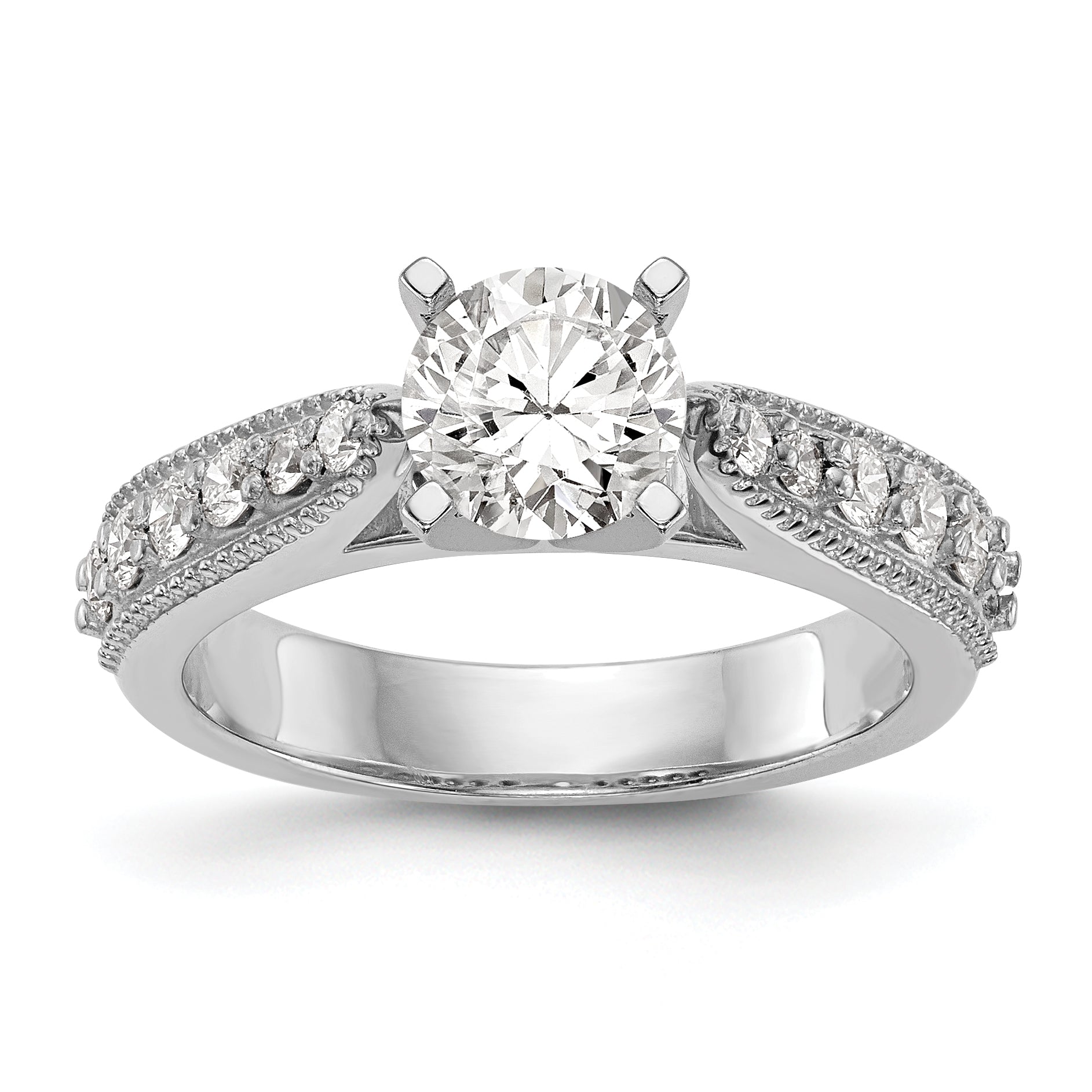 14K White Gold Diamond Peg Set Engagement Ring