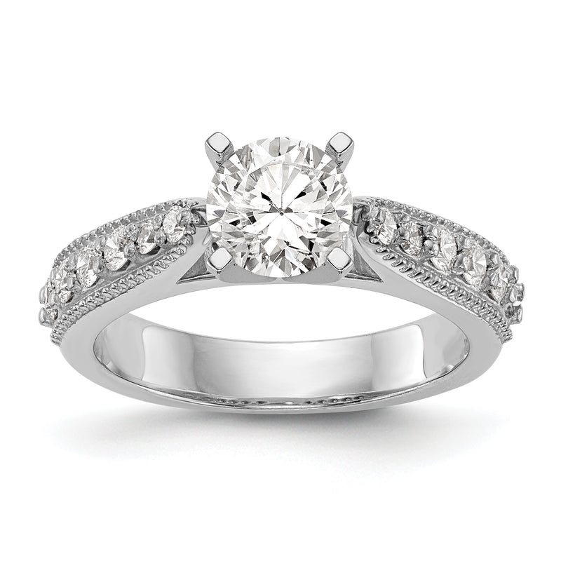 14K White Gold Diamond Peg Set Engagement Ring
