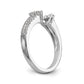 14K White Gold Diamond Peg Set CZ Engagement Ring