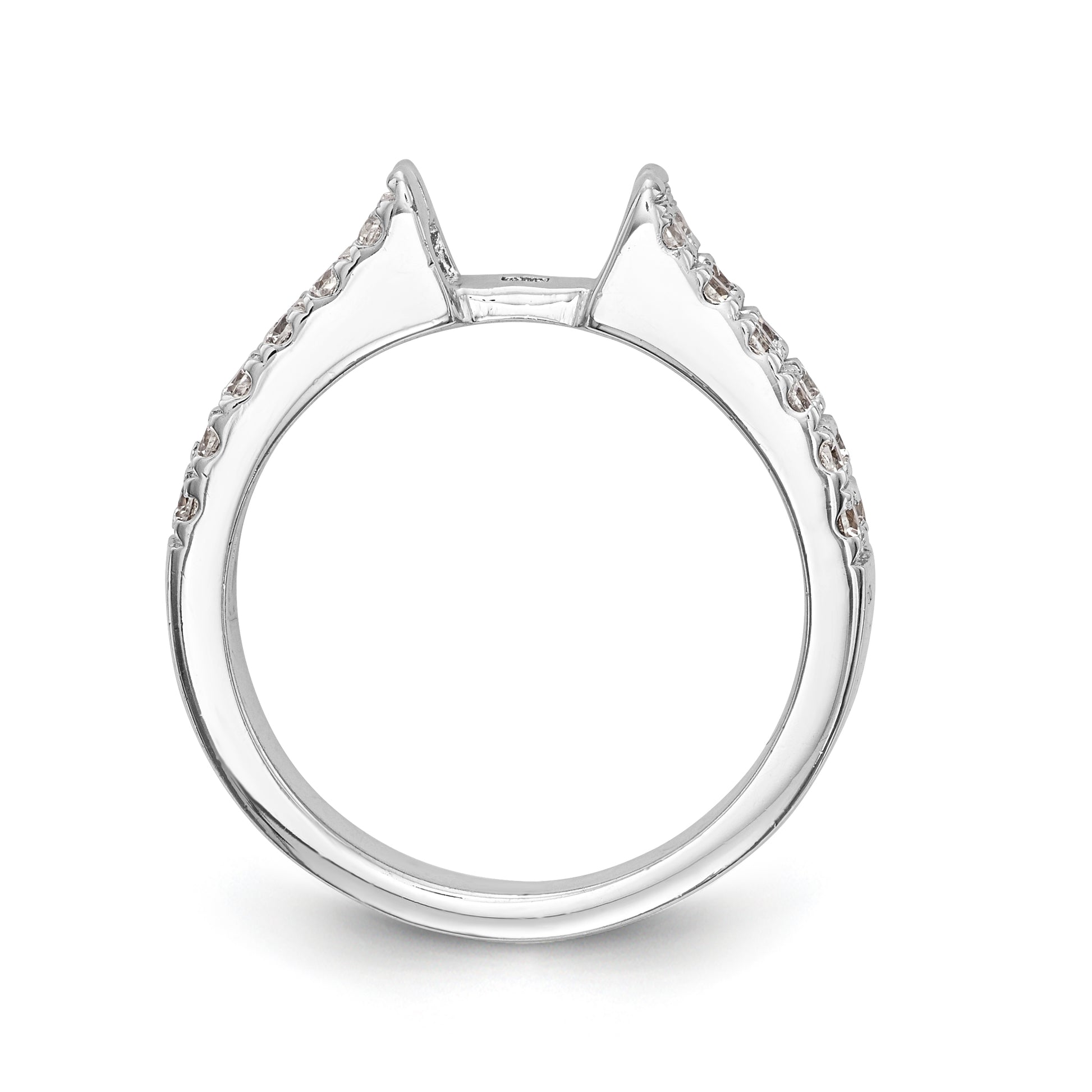 14K White Gold Diamond Peg Set Engagement Ring
