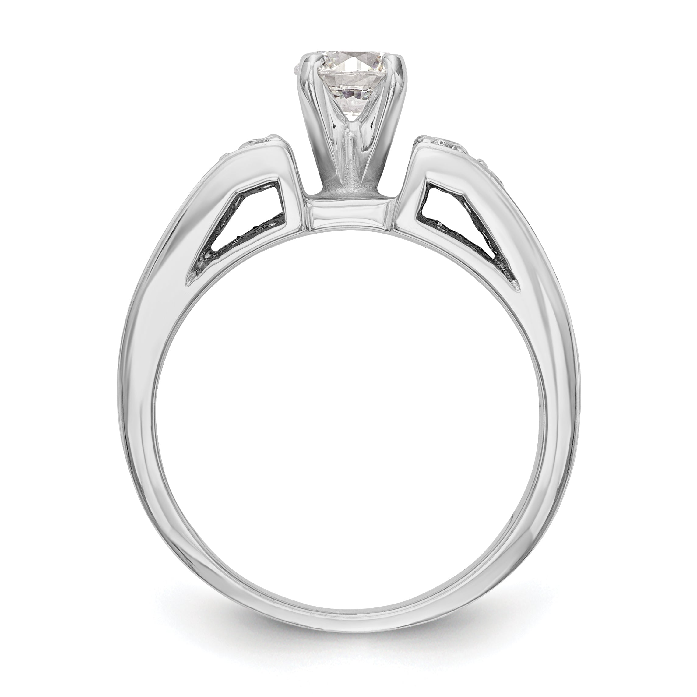 14K White Gold Diamond Peg Set Engagement Ring
