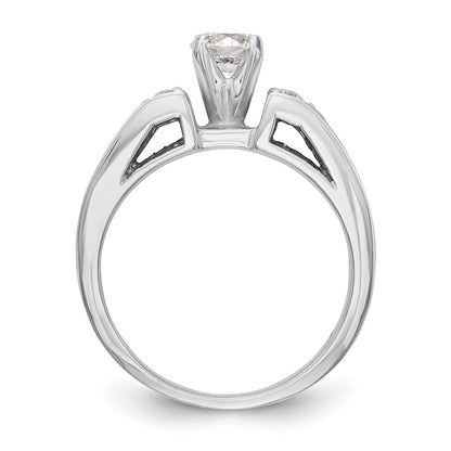 14K White Gold Diamond Peg Set Engagement Ring