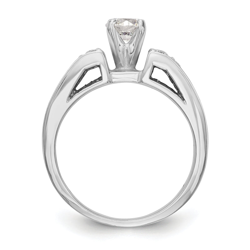 14K White Gold Diamond Peg Set Engagement Ring