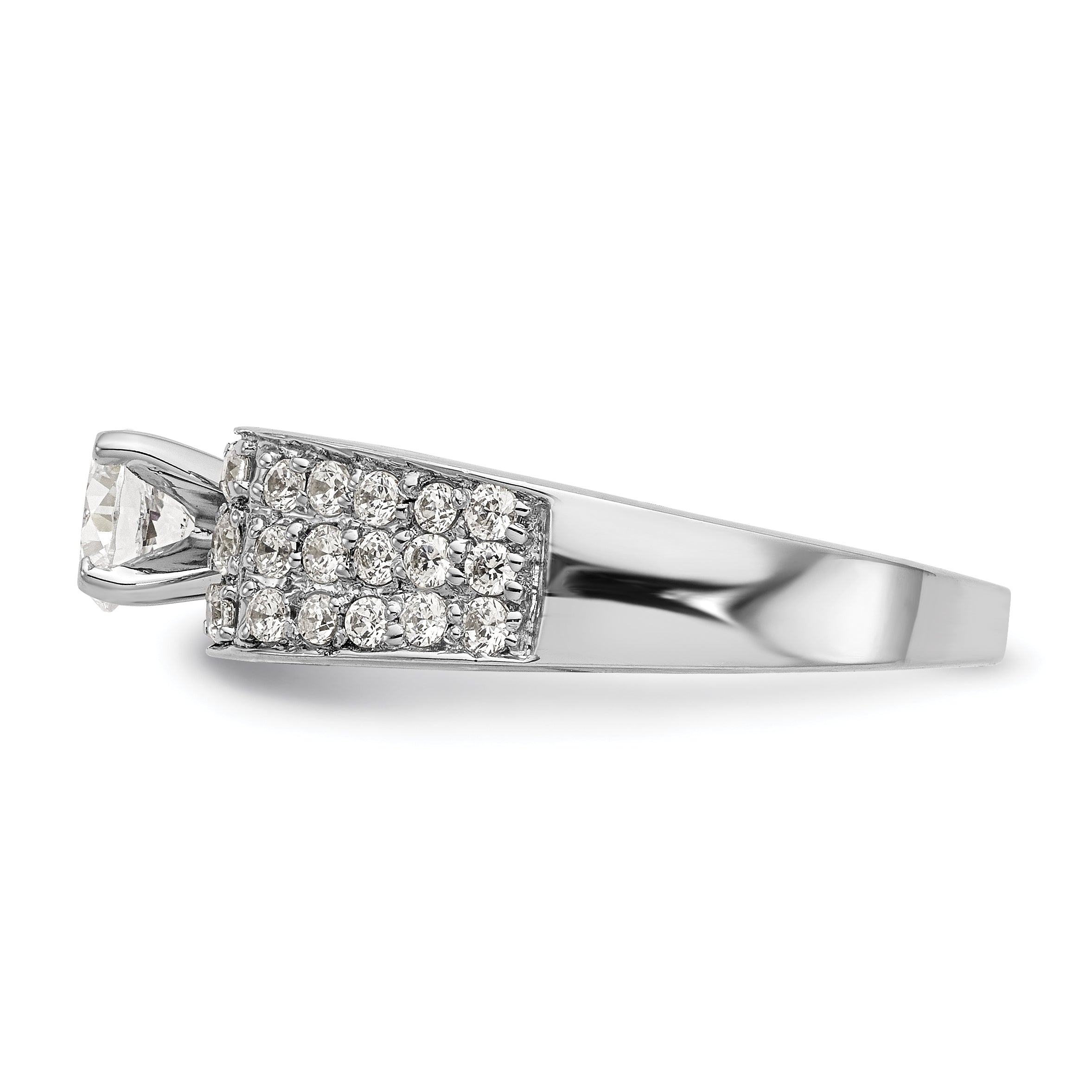14K White Gold Diamond Peg Set Engagement Ring