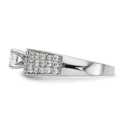 14K White Gold Diamond Peg Set Engagement Ring