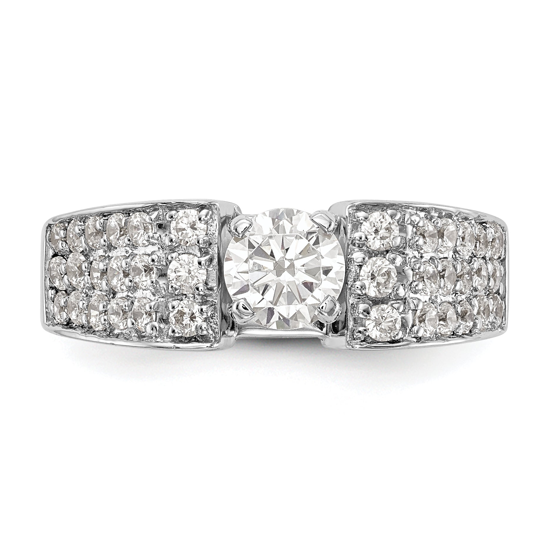 14K White Gold Diamond Peg Set Engagement Ring