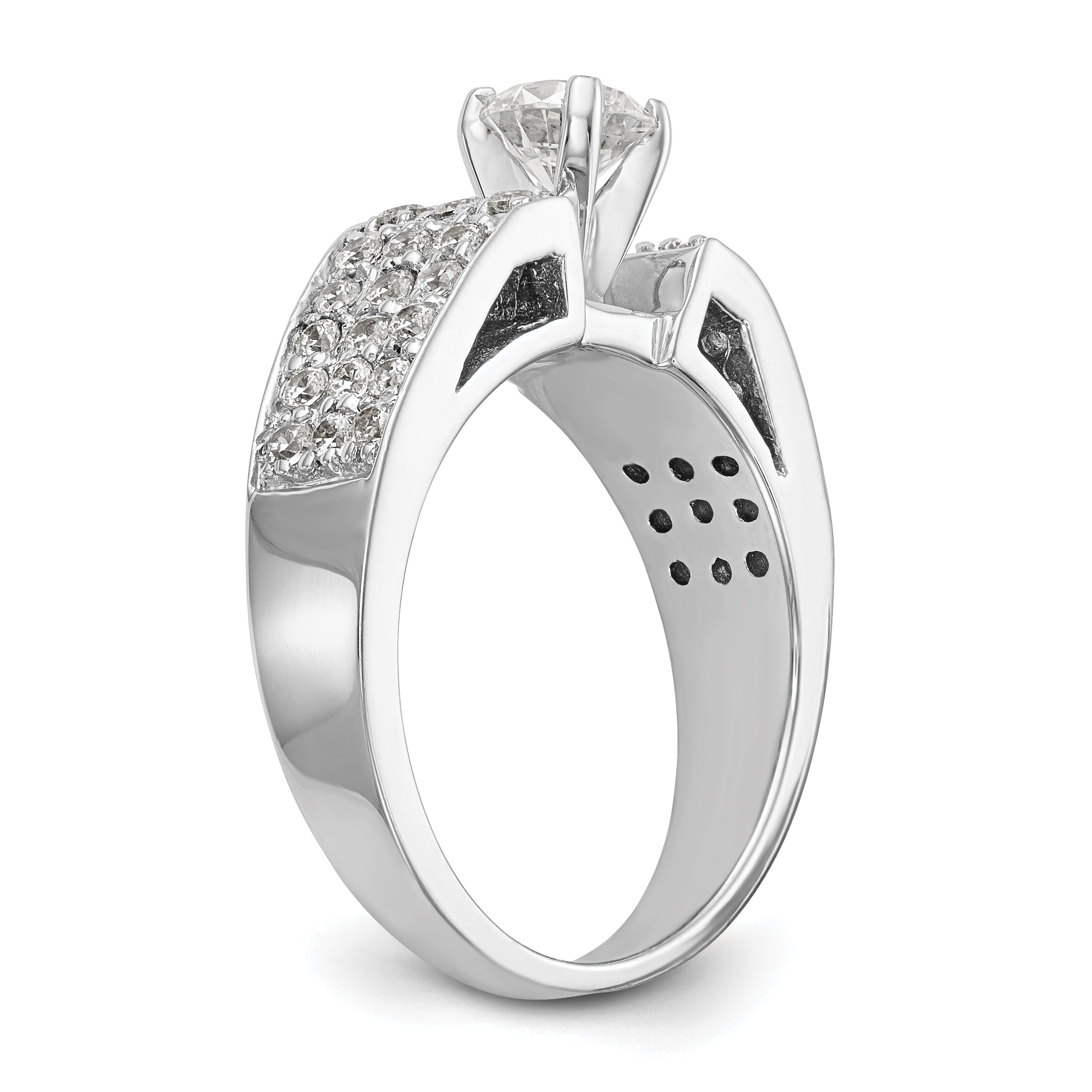 14K White Gold Diamond Peg Set Engagement Ring