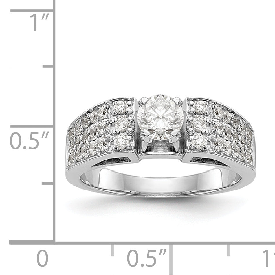 14K White Gold Diamond Peg Set Engagement Ring