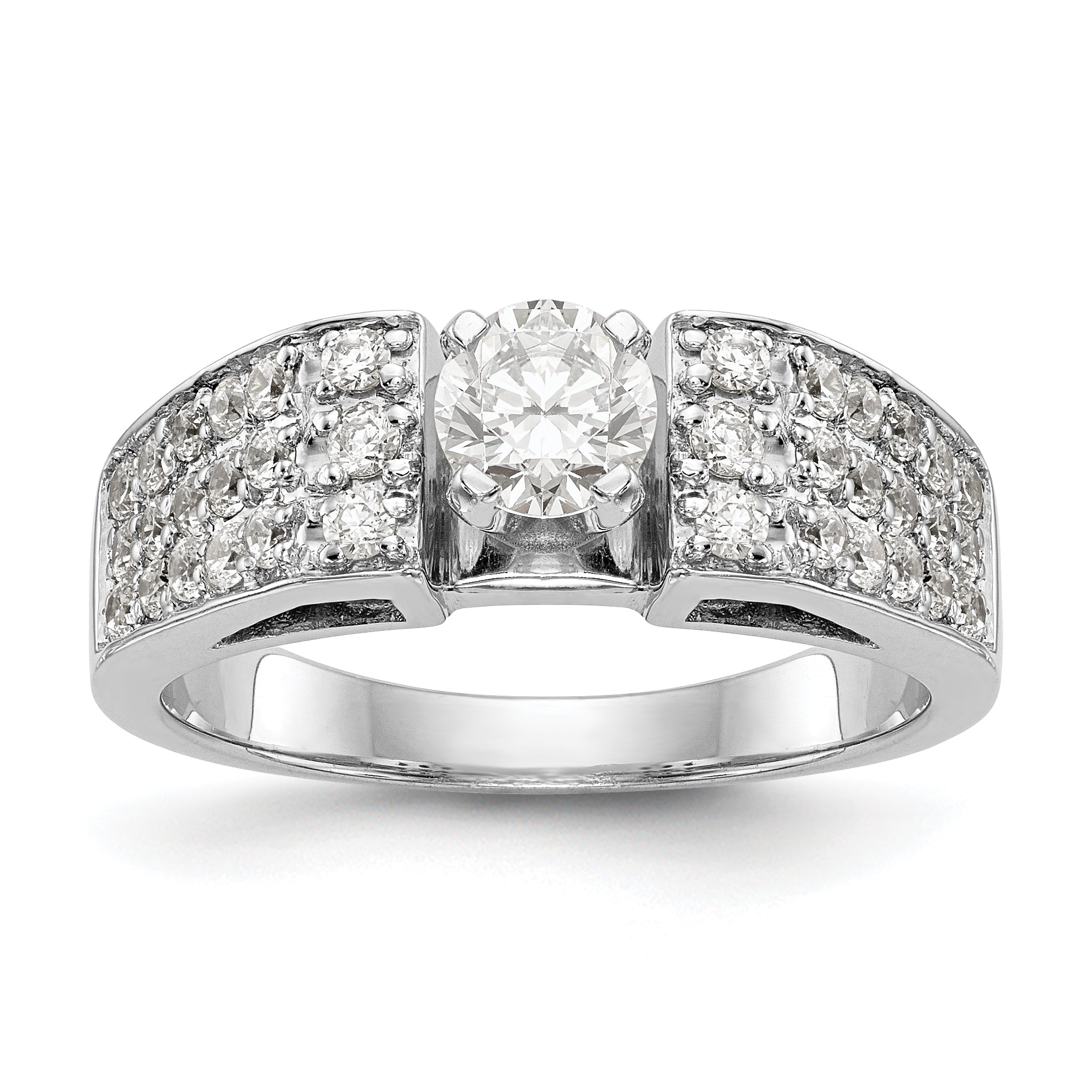14K White Gold Diamond Peg Set Engagement Ring