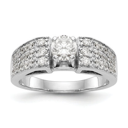 14K White Gold Diamond Peg Set Engagement Ring