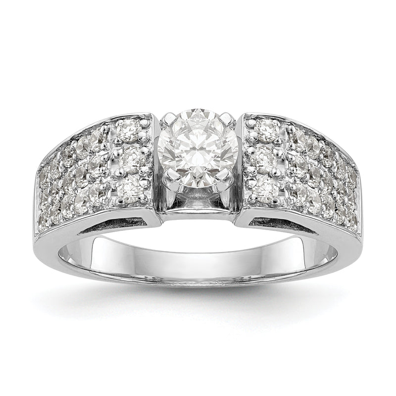 14K White Gold Diamond Peg Set Engagement Ring