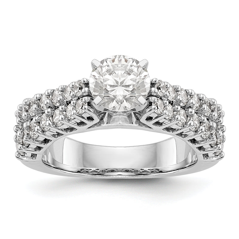 14K White Gold Diamond Peg Set Engagement Ring