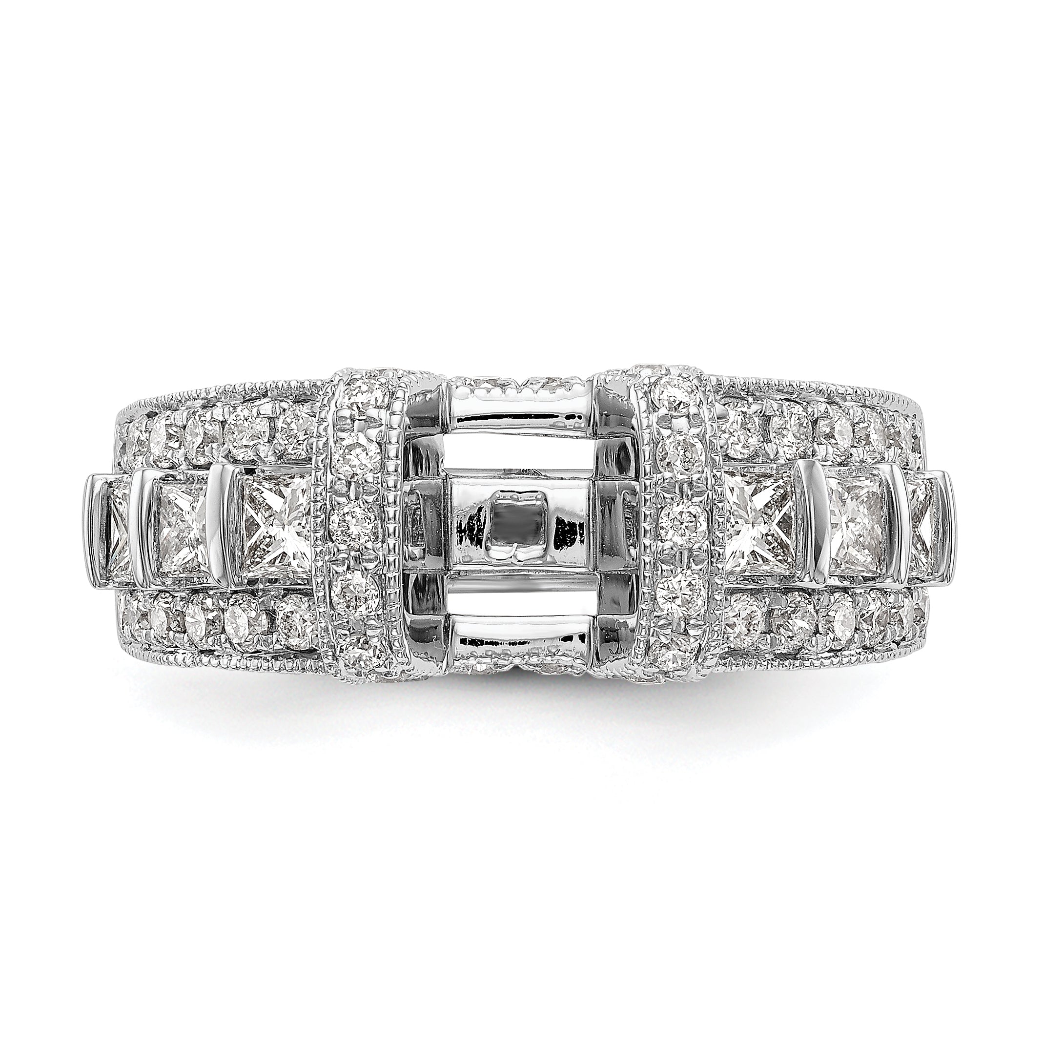 14K White Gold Diamond Peg Set CZ Engagement Ring