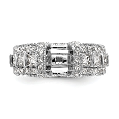 14K White Gold Diamond Peg Set CZ Engagement Ring