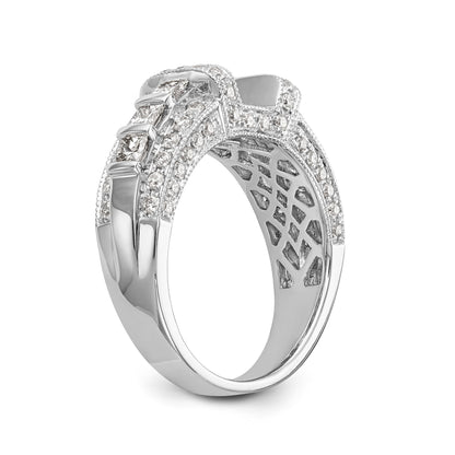 14K White Gold Diamond Peg Set CZ Engagement Ring