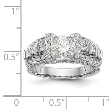 14K White Gold Diamond Peg Set CZ Engagement Ring