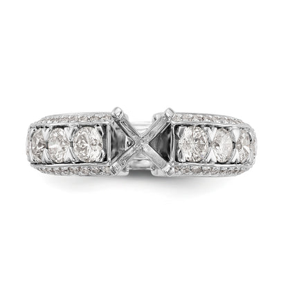 14K White Gold Diamond Peg Set CZ Engagement Ring