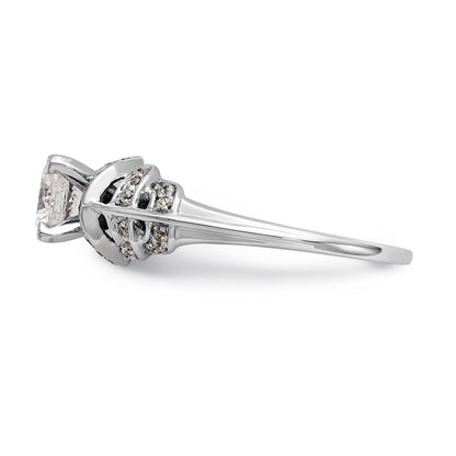 14K White Gold Peg Set Diamond Engagement Ring