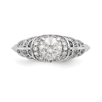14K White Gold Peg Set Diamond Engagement Ring