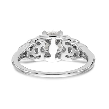 14K White Gold Peg Set Diamond Engagement Ring