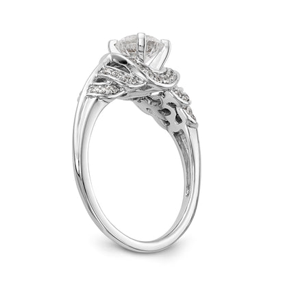 14K White Gold Peg Set Diamond Engagement Ring