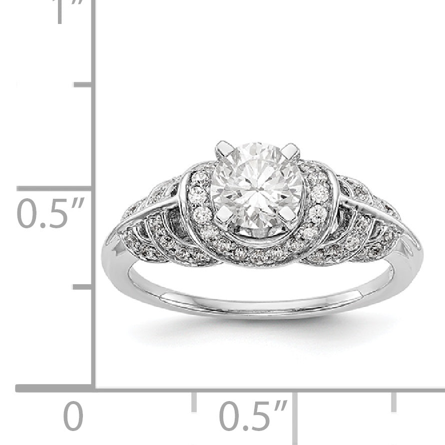 14K White Gold Peg Set Diamond Engagement Ring