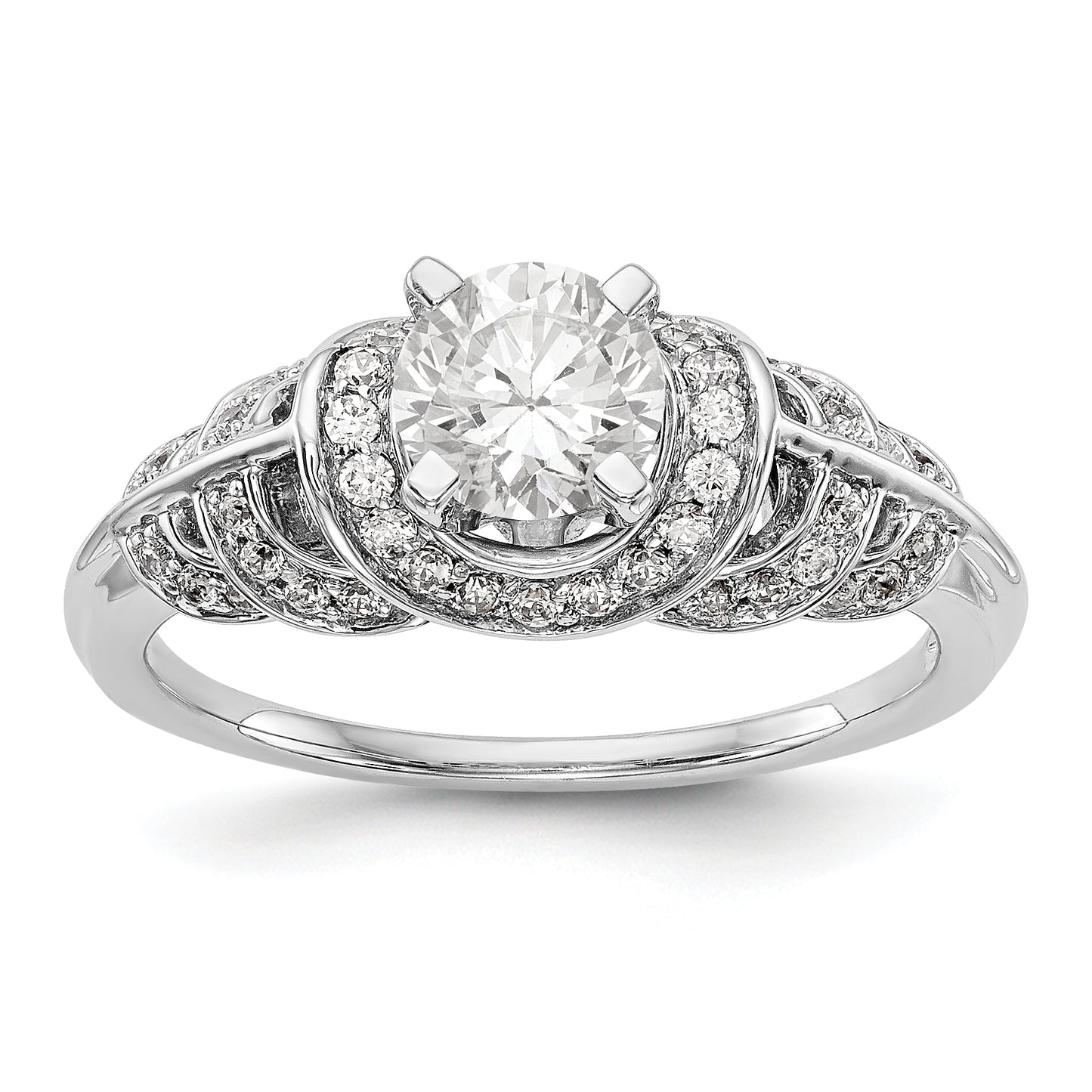 14K White Gold Peg Set Diamond Engagement Ring